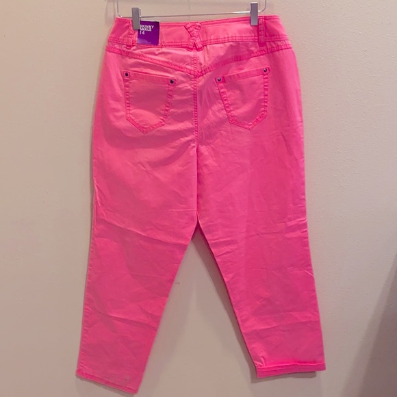 Lane Bryant Sz 14 Neon Pink Skinny Ankle Pants - Picture 1 of 6